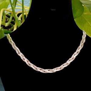 Sterling Silver Braided Chain Necklace, 18”